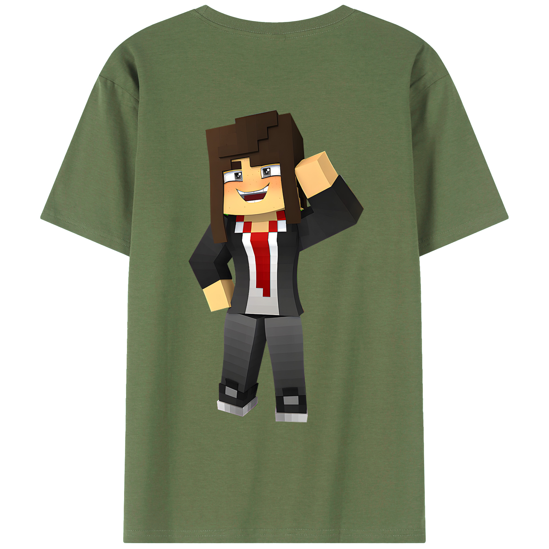 （画像用） マインクラフト ブロックの世界 Minecraft MC Block world 綿100％ メンズ半袖Tシャツ（バックプリント） 通気性